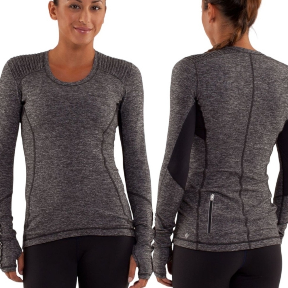 Lululemon Star Runner Long Sleeve Top Heathered Black Size 2